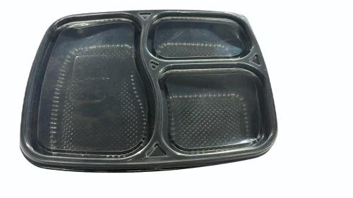 Black 3-Compartment Food Tray